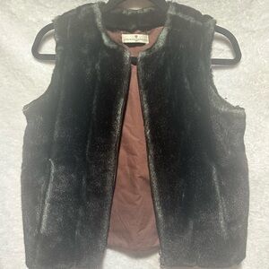 Chic Brown/Black Faux Fur Vest made in France size S